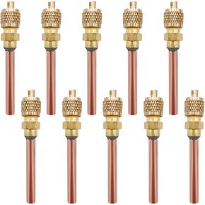 10 PCS Service Access Valve, 1/4" SAE×1/4" OD×2.95" Stem Brass and Copper Air Conditioner Service Valve, HVAC Access Valve for Home Refrigeration Repair, Car Accessories