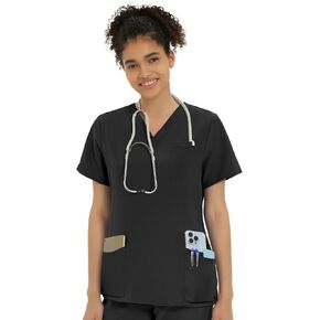 Medical Scrub Tops for Women - Soft Stretch V-Neck Classic Fit Scrub Shirts with 5 Pockets