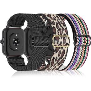 3 عبوات من أحزمة ساعات النايلون القابلة للتمدد متوافقة مع Amazfit GTR 4/ GTR 3 Pro/GTR 3/GTR 2/2e/Bip 5/GTR 47 مم/الفهد، أشرطة مطاطية بحلقة 22 مم لـ Garmin Vivoactive 4، Venu 2، Venu 3، سوار بديل للنساء رجال