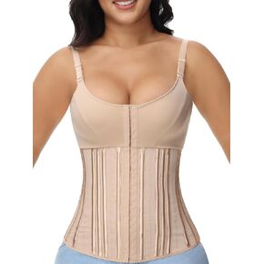 SHAPSHE Waist Trainer for Women Workout Waist Cincher Tummy Control Sweat Waist Trimmer Body Shaper Steel Bone with Bra