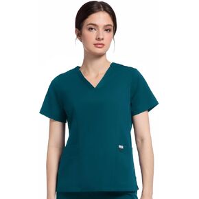 COMENII Scrubs for Women, Notched V-Neck Scrub Tops Women with 3 Pockets, Soft Stretch, Classic Fit Women's Scrub Top