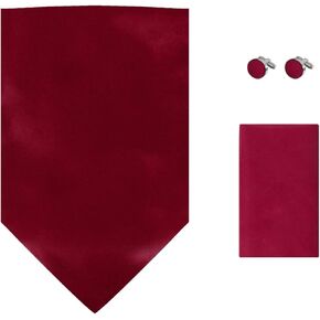 Dan Smith Solid Feel Silk Cravat Tie For Wedding Famliy Shirt Cravat Scarves Pocket-Square Cuff Set