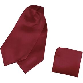 Dan Smith Burgundy Long-Self Ascot Cravat Tie For Party 135-Cm-Long Big-Tall Long-Self Cravat Scarf Hanky Set Red Satin Born To Love Grandfather C.C.AQ.H.002 Plain