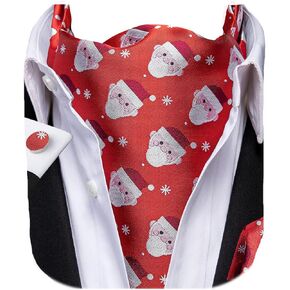 Dubulle Mens Cravat Christmas Ascot for Men Snowflake Elk Silk Pocket Square Cufflinks Party in Kuwait