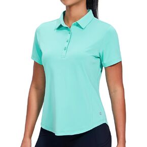 MIER Womens Golf Polo Shirts Short Sleeve Quick Dry Sun Protection Active UV Shirts Collared Tennis Tops, 4 Buttons