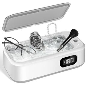 Ultrasonic Jewelry Ring Cleaner,49Khz,24oz(705ml),48W Ultrasonic Cleaning Machine for Dentures, Fixers, Jewelry, Rings, Watch Bands