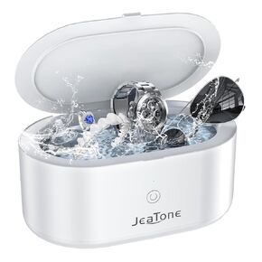Ultrasonic Jewelry Cleaner Machine, JeaTone 20oz 46KHz Professional Ring Cleaner with 304 Stainless Steel Tank for All Jewelry, Eyeglasses, Watch Strap, Retainer, Dentures White