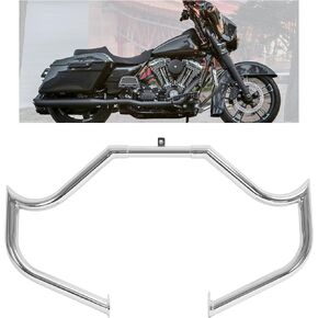 HECASA 1.5" Engine Guard Crash Bar Compatible with 1997-2008 2009-2023 Harley Davidson Touring Street Glide/Electra Glide/Road King Replacement for 81013SG14 Steel Silvery