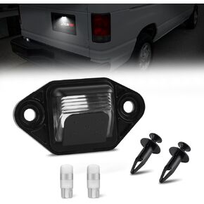 License Plate Lights Replacement Lamp Lens Black 6000K White Bulbs Housing Compatible with Fo-rd E150 E250 E350 E450 E550 Super Duty Econoline, Tag Lamp Assembly Replacement