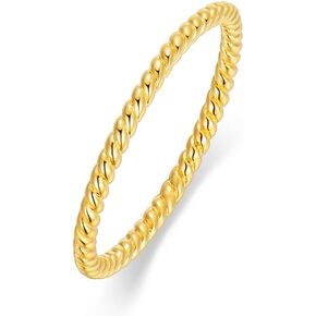 SISGEM 14K Band Gold Twist Band for Women Gold Rope Rope Ring Miniversary Home Hompts بالنسبة لها ، الحجم 5-11