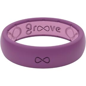 Groove Life Solid Thin Silicone Ring - Breathable Rubber Wedding Rings for Women, Lifetime Coverage, Unique Design, Comfort Fit Ring