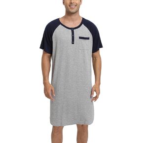 reaftoSelfl Mens Cotton Short Sleeve Pajama Tops Nightshirts Lightweight Wear