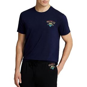 POLO RALPH LAUREN Big &Tall Short Sleeve Sleep Shirt with Polo RL Co Logo Print (US, Alpha, 2X, Regular, Tall, Cruise Navy)