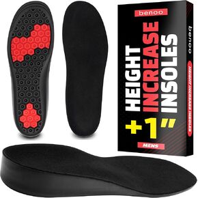 Height Increase Insoles for Men (+1 inch) Shoe Lifts, Instant Height Boosters Insoles, Trim to Fit, Comfortable Shoe Leveler, Confidence Boosters, Shoe Inserts for Height (Mens 10-11.5)