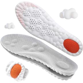 4D Cloud Soles for Men - Memory Foam Cushioning Steppers Insoles with Heel Shock Pad - Trim-to-Fit Arch Support Cloud Insoles for Foot Pain Relief and Fatigue Reduction (US M 7.5-10.5)