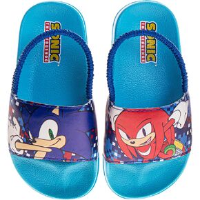 Josmo Kids Sonic The Hedgehog Slide Open Toe - Boys Sonic and Knuckles Sandal SlipOn Slides (sizes: 5-10 toddler / 11-12 little kid)