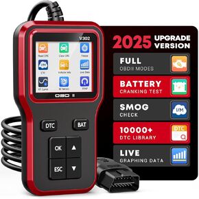 الماسح الضوئي OBD2 مع اختبار البطارية المحسّن قارئ رمز أداة تشخيص CAR CAR CAR للسيارات والشاحنات تحقق من قارئ إضاءة المحرك يمسح رموز أخطاء السيارة لجميع OBD II منذ عام 1996