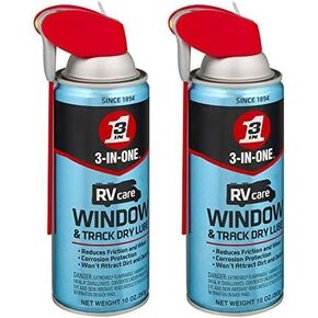 3-IN-ONE RVcare Window & Track Dry Lube with Smart Straw Sprays 2 Ways, 10 OZ (Pack of 2)