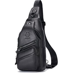 Crossbody Bag for Men Genuine Leather Sling Bag Small Chest Shoulder Bag Durable Men Bag Crossbody
