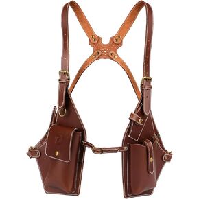 Tourbon Hidden Underarm Leather Shoulder Holster Wallet Pocket Anti-Theft Multipurpose Concealed Double Armpit Phone Pouch Adjustable Straps