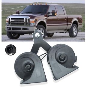 Dual Track Horn Assembly With Bracket Waterproof Compatible with Ford F250 F350 F450 F550 2008-2010 E150 E250 E350 E450 2005-2014 12V 410Hz Replace OE 8C2Z-13832-C 8C2Z13832C