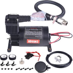 150PSI Heavy Duty Air Train Horn/Air Ride Suspension Compressor 3/8NPT 12V for Car Horns/Pneumatic Suspension Systems/Pneumatic Tools/Car Tires/Motorcycle Tires