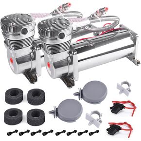 200PSI Heavy Duty Air Train Horn/Air Ride Suspension Compressor 12V 1/4NPT Pneumatic Suspension Compressor Black for Car Horns