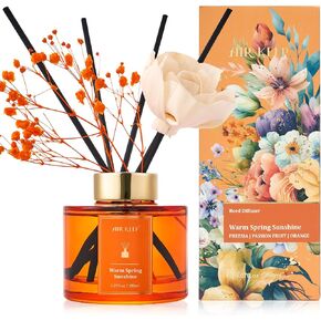 Airkeep Flower Reed Diffusers Set, 5.07 oz Freesia/Passion Fruit/Orange Scented Oil Diffuser with 8 Reed Sticks, Home Fragrance Diffuser Gift Set for Bathroom & Office Decor 150ml