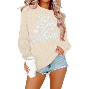 Mom Shirts for Women Boys Mom Club Shirt Mama Crewneck Pullover Girls Mom Clothes Casual Long Sleeve Letter Print Tops
