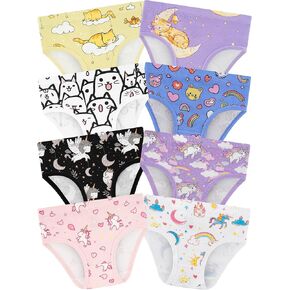 Girls' Underwear,Soft Cotton Tagless Panties for Toddlers' & Little Kids' Comfort,Breathable Briefs,8-Pack