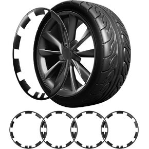 Tesla Model Y 21 Inch Wheel Rim Protector - Hubcaps ABS RIM ، غطاء حافة حافة الحافة للملحقات الخارجية Y (4 عجلات ، أسود)