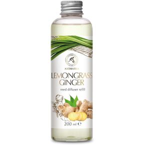 Reed Diffuser reflich lemongrass -ginger 6.8fl oz - إعادة ملء الناشر مع زيت الزنجبيل الأساسي - موزع العطور - العطر الحار والطاز