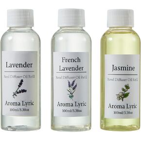REED Diffuser Oil swill Hokkaido Lavender Jasmine Provence Lavender Scupped Offical Oil swills servics for home stragrance غرفة نوم مكتب الحمام 3.38 أوقية × 3