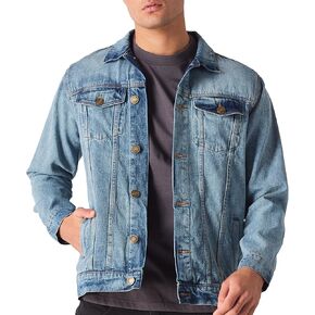 Denim Jacket Men - Casual Vintage Regular Fit Button Down Trucker Style – Mens Jean Jackets Stylish Everyday Outerwear