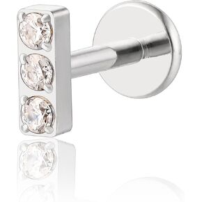 limerencia F136 Titanium Hypoallergenic Piercing Jewelry 18G 6mm 8mm 10mm Flat Back Internally Threaded Implant Grade Climber Stud Crawler Earrings For Cartilage,Tragus,Helix,Conch,Nose,Lip(1pc)
