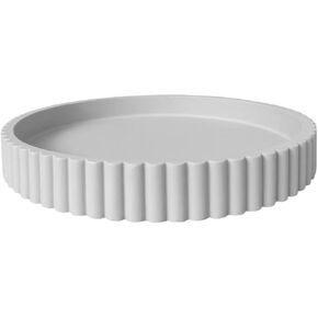 PakaLife Home Modern Decorative Tray, Round Fluted Design, White Centerpiece for Living Room, 12 inch
