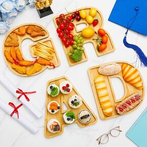 Patelai Graduation Charcuterie Wooden Tray Grad Charcuterie Board Grad Set Fillable Tray Kitchen Plates Dishes for Charcuterie Congrats Grad Party Supplies High School College Celebrations
