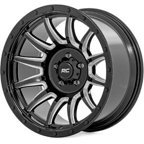 Rough Country 90 Series One-Piece | 18x9 | 6x5.5 | +0mm-90180912M Gloss Black Wheel with Machined (18 x 9. inches /6 x 5 inches, 0 mm offset)