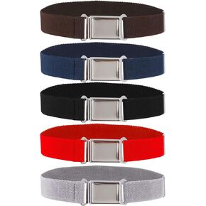 Olgaa 5 Pieces Kids Magnetic Belt Adjustable Fashion Belt with Magnetic Buckle for Boys and Gilrs (Black/Cyan/Brown/Coffee/Red)