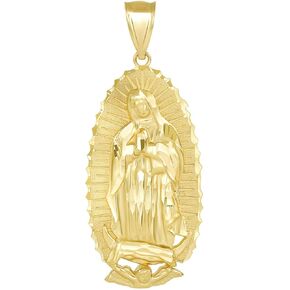 .925 Sterling Silver or Gold 1-1/5" Our Lady of Guadalupe Immaculate Conception Catholic Pendant - Choice of Metal Type, Color, and Fineness
