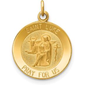 Solid 14k Yellow Gold Saint Luke Medal Pendant Charm (15mm x 23mm)
