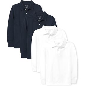 The Children's Place Boys Uniform Long Sleeve Pique Polo