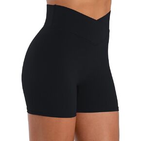 Sunzel Hidden Butt Lifting Scrunch Biker Shorts for Women Crossover High Waist Yoga Gym Workout Shorts with Tummy Control