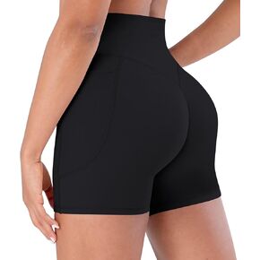 Sunzel 4 Inch Biker Shorts with Pocket No Front Seam Workout Scrunch Butt Lifting High Waist Tummy Control Yoga Shorts Gym