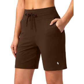 SANTINY Women's 7'' Athletic Long Shorts with Pockets High Waisted Running Workout Bermuda Shorts for Women Walking Casual