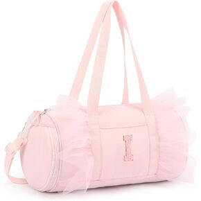 mibasies Dance Bag for Girls 4-6: Ballet Bags for Girls 4-6 - Kids Duffle Bag - Personalized Letter Girls Gifts Pink C