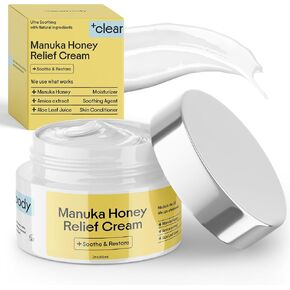 Clearbody Manuka Honey Eczema Cream - الأكزيما العضوية العسل والمرطب من دقيق الشوفان الكولوسيوم لتوهج ، الأكزيما ، الجلد الجاف والحكة - غسول الوجه والجسم - صيغة نباتية (2 أوقية)