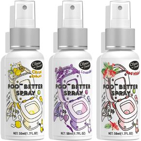 Clean-n-Fresh Toilet Spray, Variety Pack of 3 - Citrus/Lavender/Hibiscus, Bathroom & Toilet Odor Elimination, Travel Size 1.7 Fl Oz Each, Total 5.1 Fl Oz