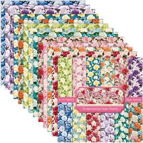Vintage Floral Scrapbook Paper Paper 24 Sheets Pink Flowers Cardstock 6 Inghes 6 Ingres Soff-Side Fored Paper For Card Photo Journal DIY Craft (R2327)