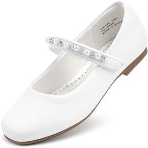 Stelle Girls Wedding Dress Shoes Ballet Flats Flower Party Mary Jane with Beaded Straps Toddler/Little/Big Kids
